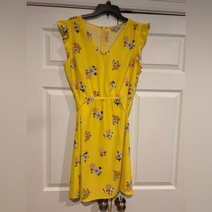 LOFT Bright Yellow Floral Dress